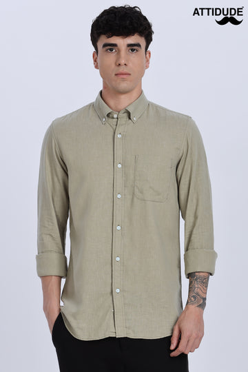 Solid Linen Button Down Full Sleeve Shirt (Article B0166)