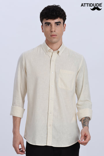 Solid Linen Button Down Full Sleeve Shirt (Article B0166)