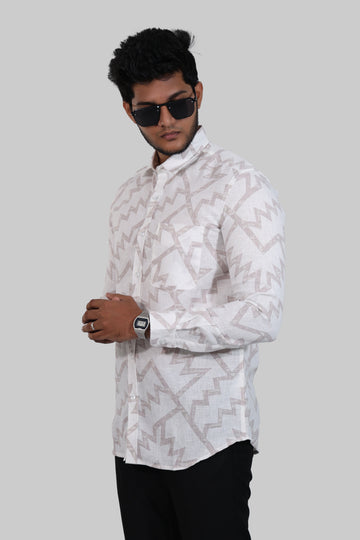 Chevron Mock lino Printed Full Sleeve Shirt