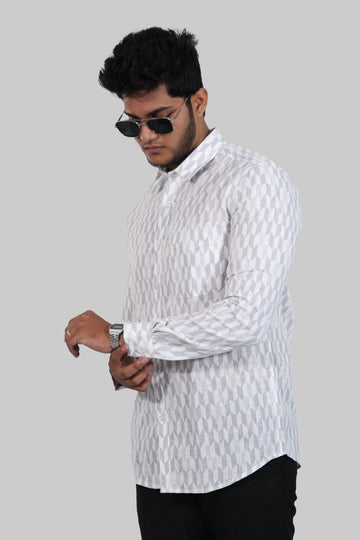 Parallelogram Mock lino Printed Full Sleeve Shirt