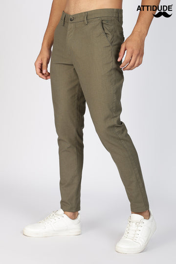 Olive green Linen Polo Fit Trousers (Article B0315)