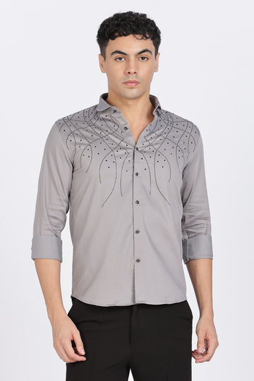 Grey Galaxy-Designer Full Sleeve Shirt (Article B0298)