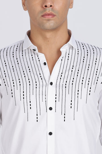 White Sparkly Beaded Full Sleeve Shirt (Article B0298)