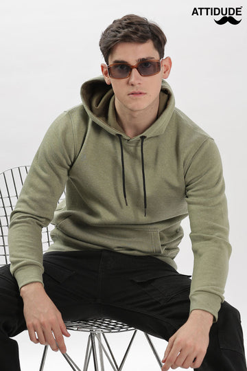 Stylish Olive Green Pullover Hoodie
