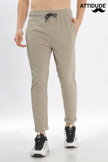 Beige Jogger Pants with Adjustable Black Drawstring