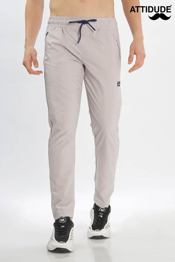 Off-White Jogger Pants with Elastic Drawstring Waist