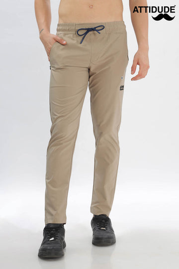 Khaki Slim-Fit Jogger Pants with Adjustable Drawstring Waist