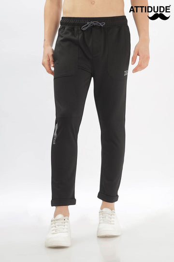 Black Tech Jogger Pants with Elastic Drawstring Waist