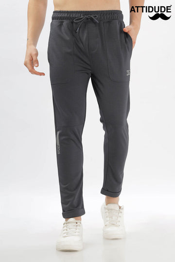 Charcoal Grey Tech Jogger Pants with Elastic Drawstring Waist