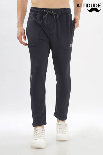 Navy Blue Tech Jogger Pants with Elastic Drawstring Waist