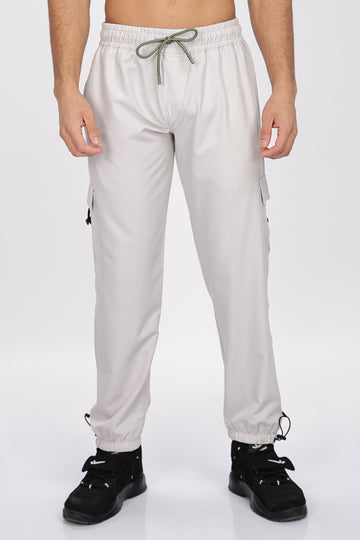 Minimalist Light Grey Cargo Jogger Pants