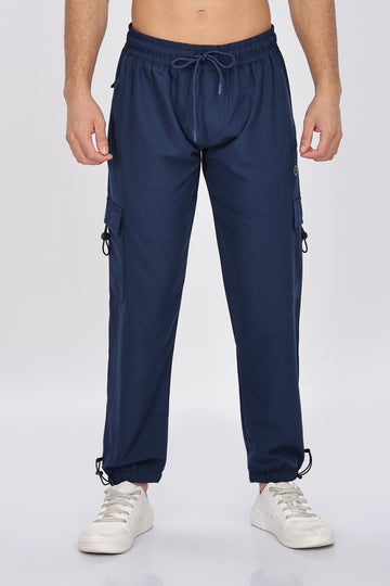 Classic Navy Blue Cargo Jogger Pants with Adjustable Drawstring