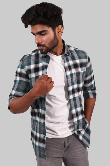 Teal & White Plaid Checked Shirt (Article 26686)