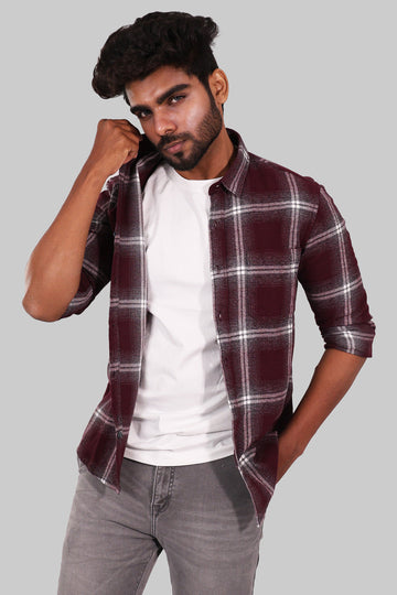 Maroon Plaid Flannel Shirt