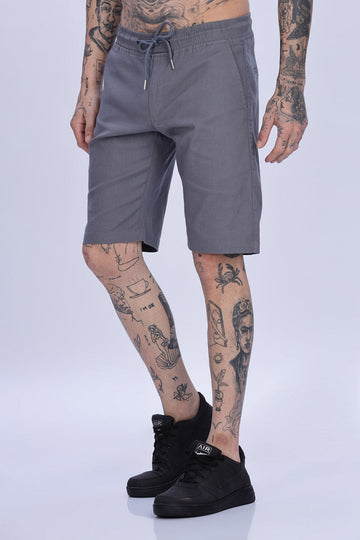 Gray Linen Attidude Drawstring Shorts (Article 26872)