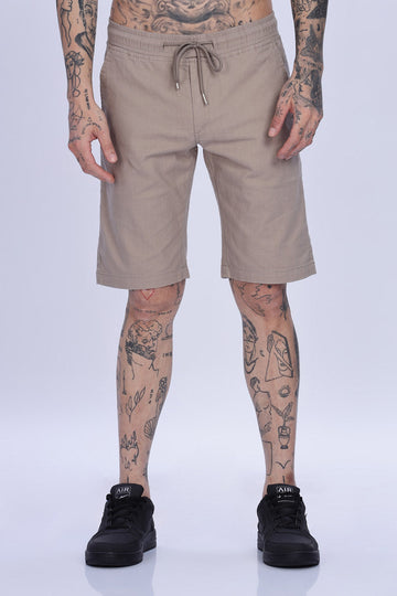 Dark Beige Relaxed Fit Drawstring Shorts