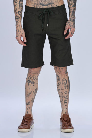 Dark Green Relaxed Fit Drawstring Shorts