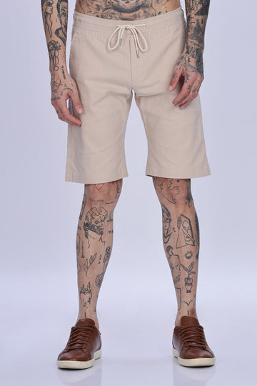 Light Beige Relaxed Fit Drawstring Shorts