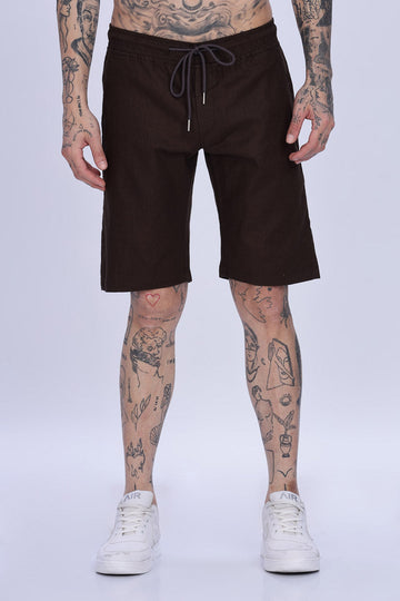 Reddish Brown Relaxed Fit Plain Shorts