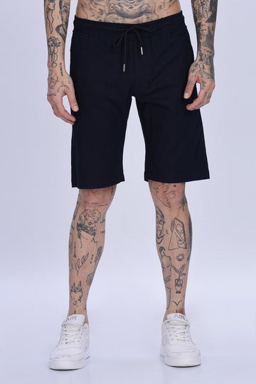 Navy Blue Relaxed Fit Cotton Shorts