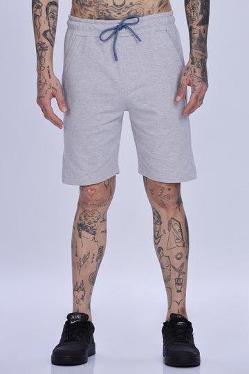 Light Grey Knit Drawstring Shorts