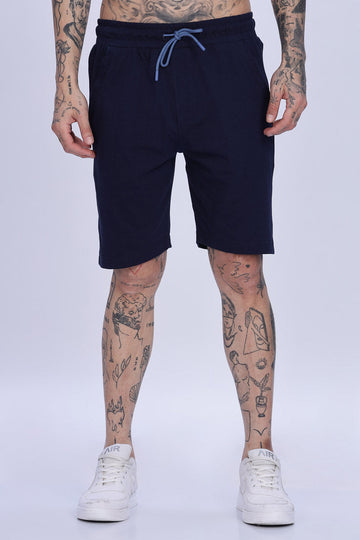Navy Blue Relaxed Fit Drawstring Shorts