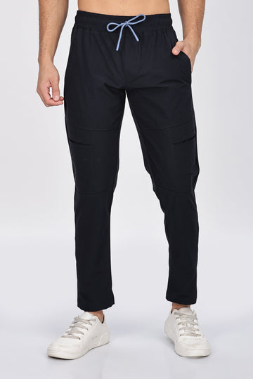 Navy Blue Cargo Trackpant with Drawstring Closure