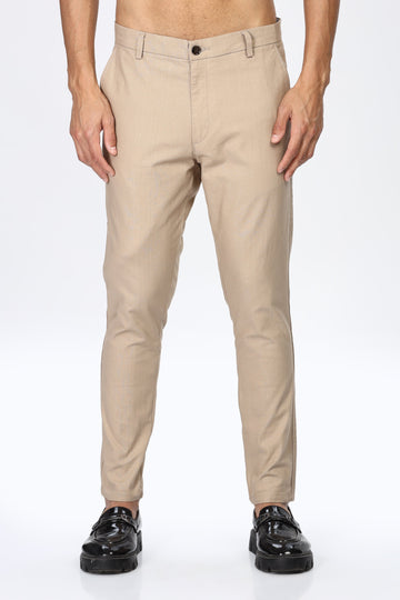 Beige Slim Fit Trousers