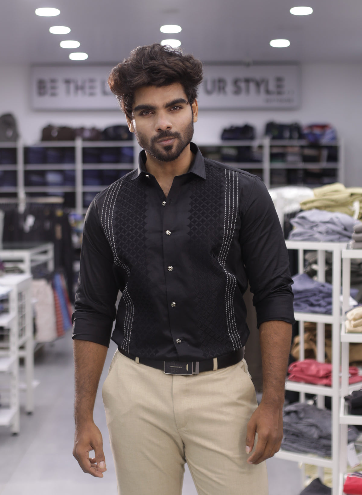 Black Noir Embroidered Full Sleeve Shirts