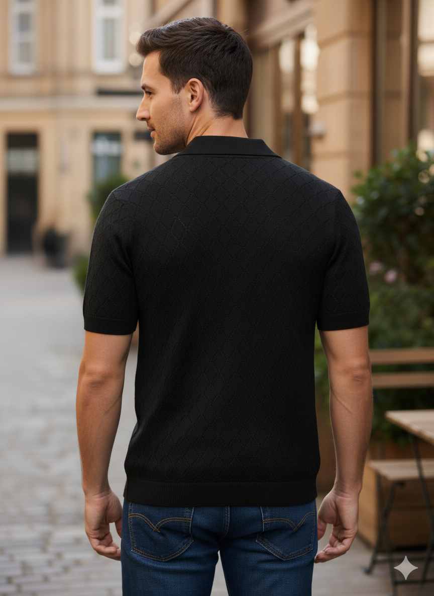 Black Diamond knit Old Money Polo (Article B2028)
