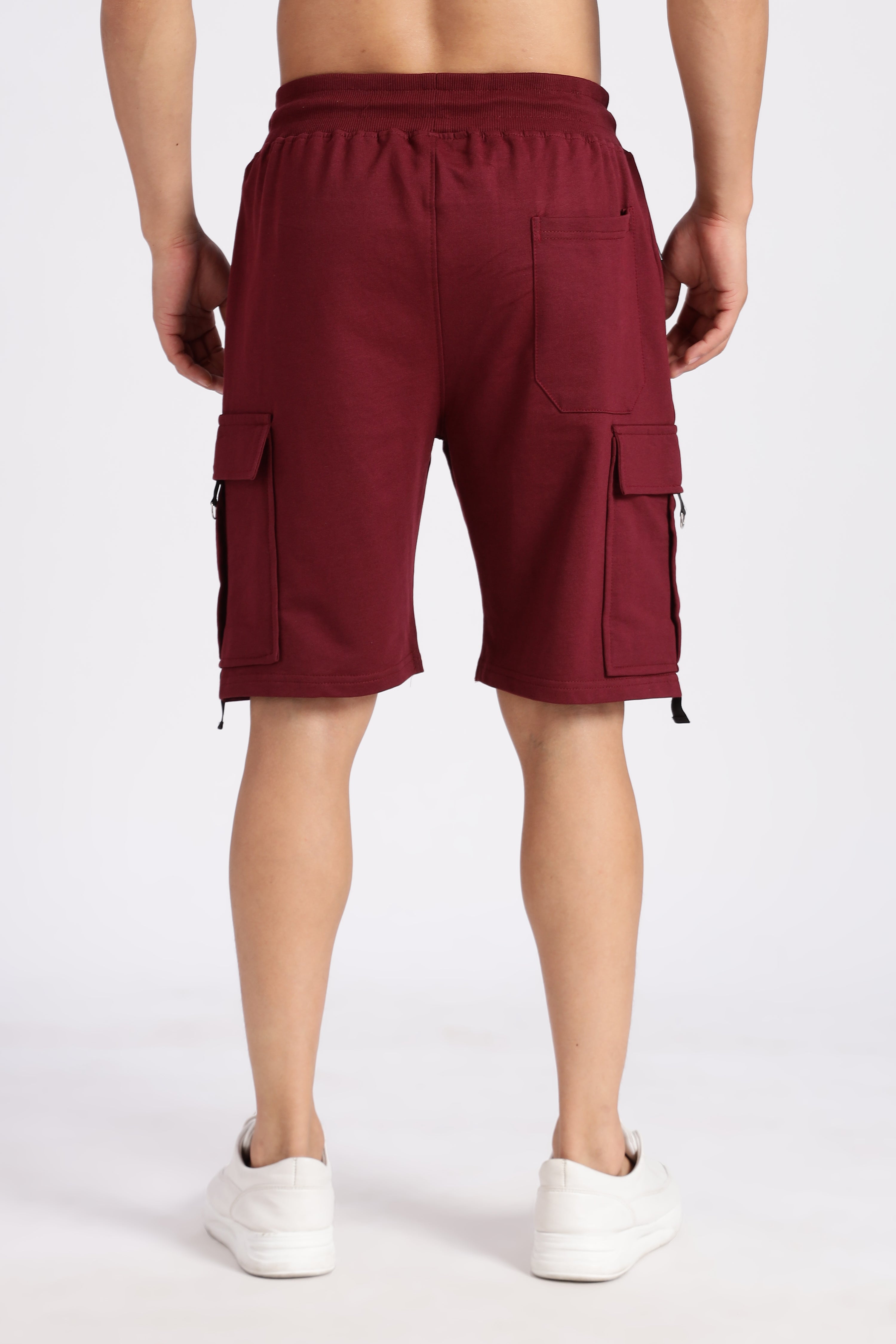 Maroon Loop Knitted Cargo Shorts