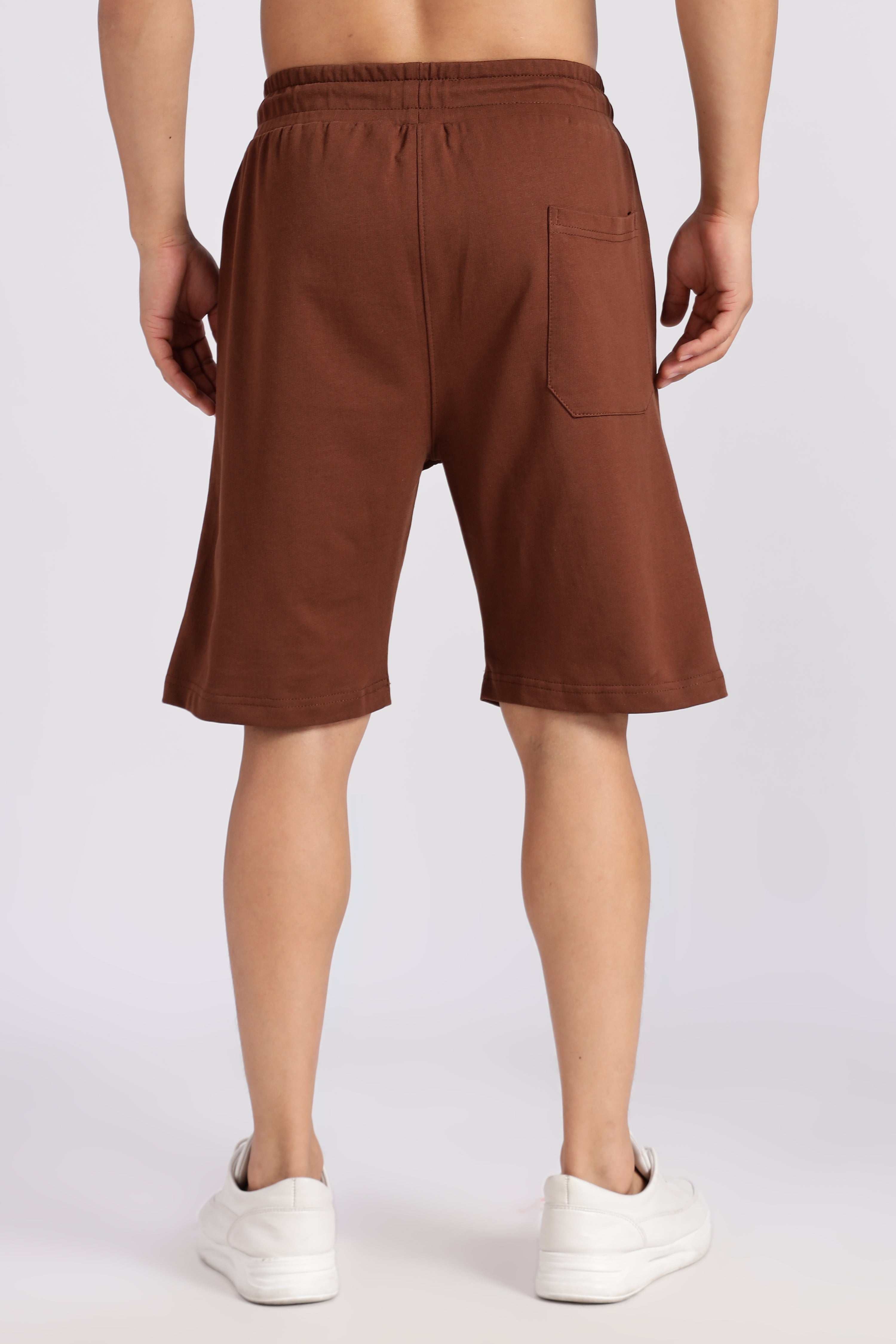 Brown Flap Pocket Loop Knitted Shorts