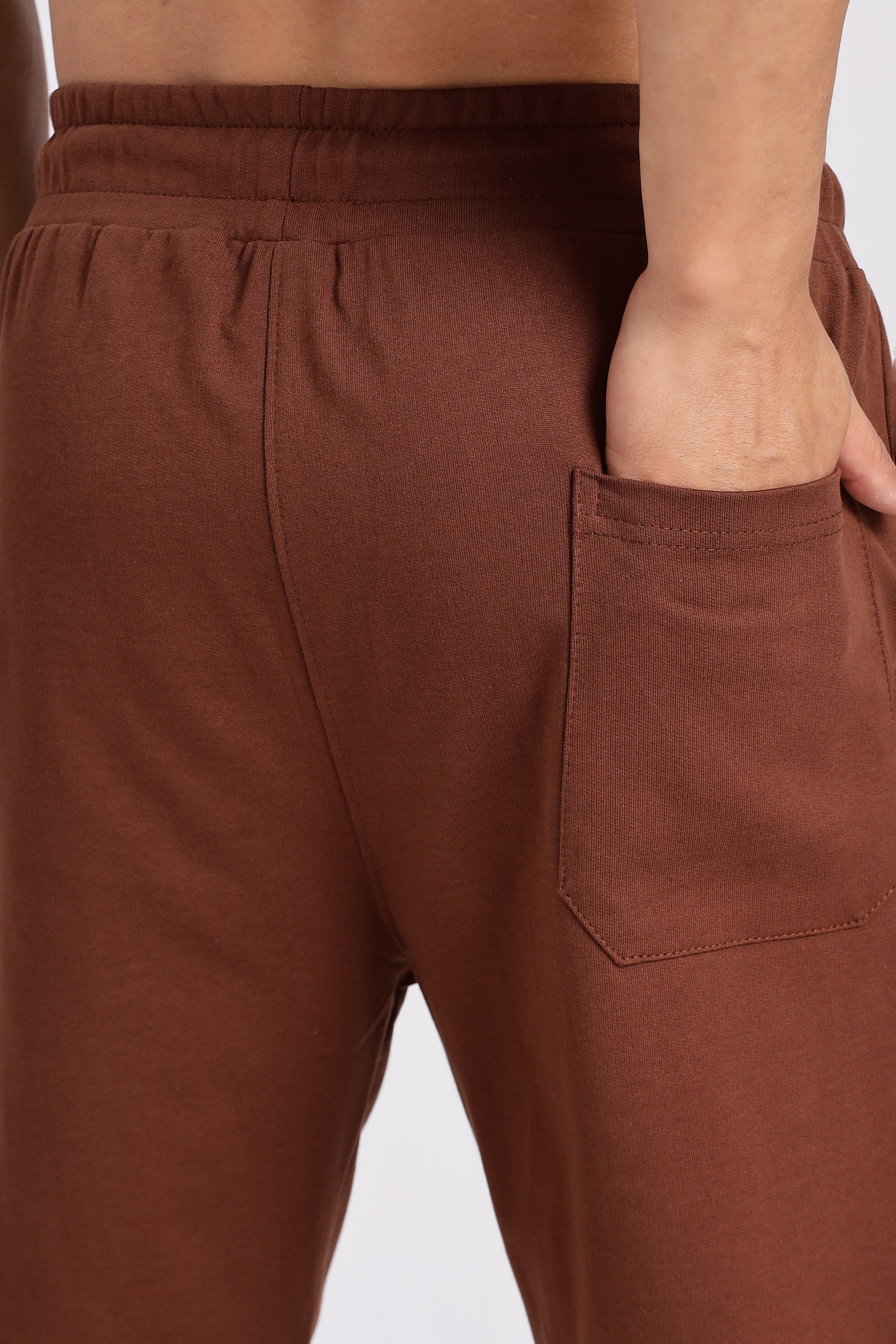 Brown Flap Pocket Loop Knitted Shorts