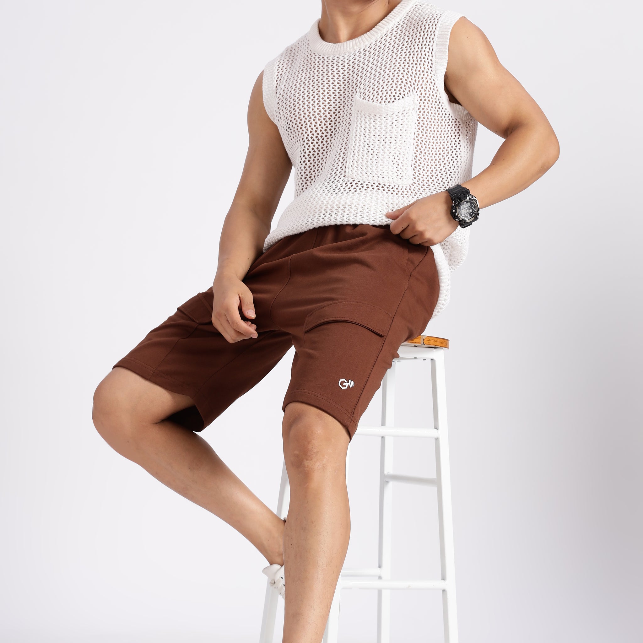 Brown Flap Pocket Loop Knit shorts (Article B0043)