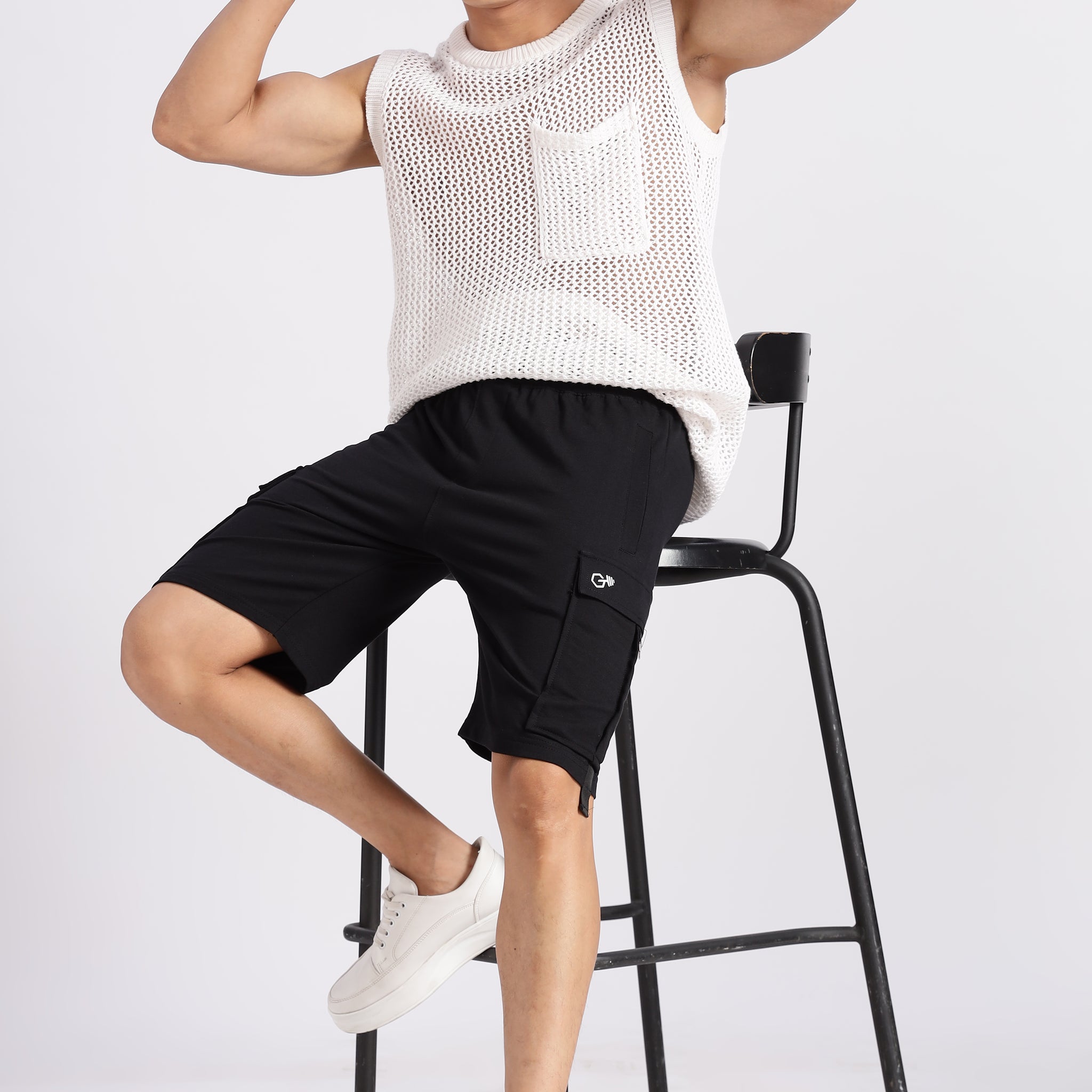 Black Loop Knit Cargo shorts (Article B0041)