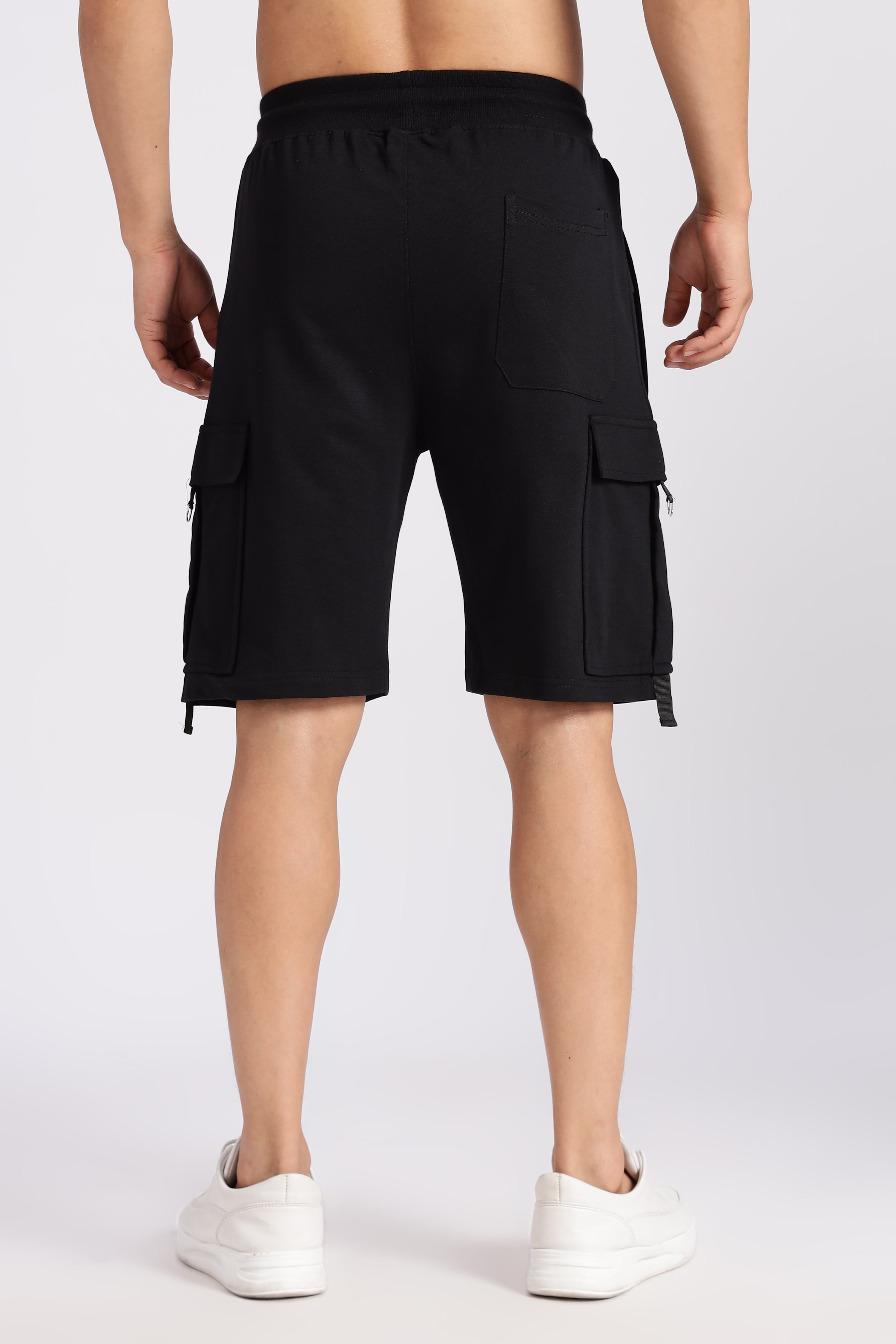 Black Loop Knitted Cargo Shorts