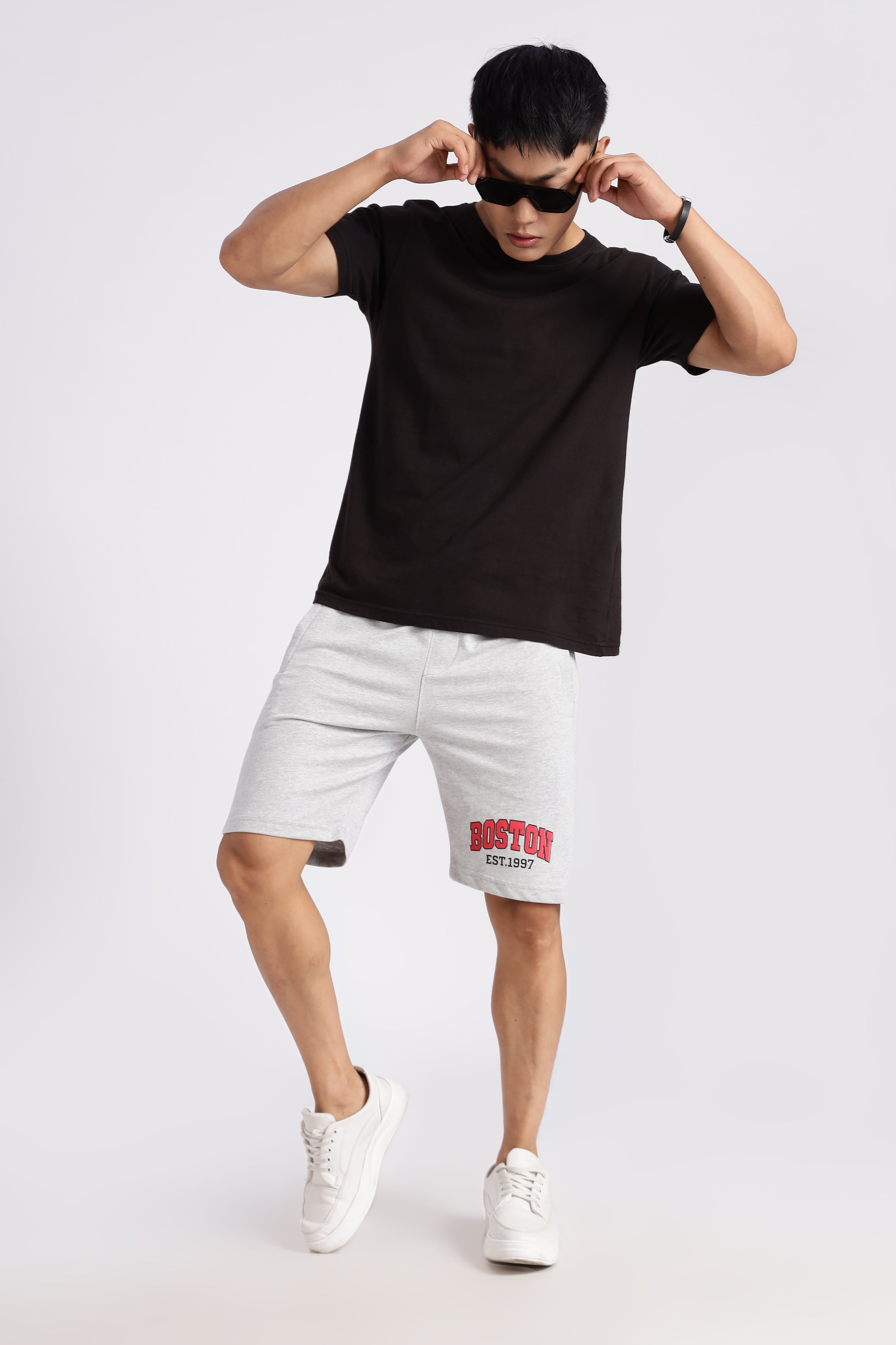Light Grey Boston Loop Knitted Shorts
