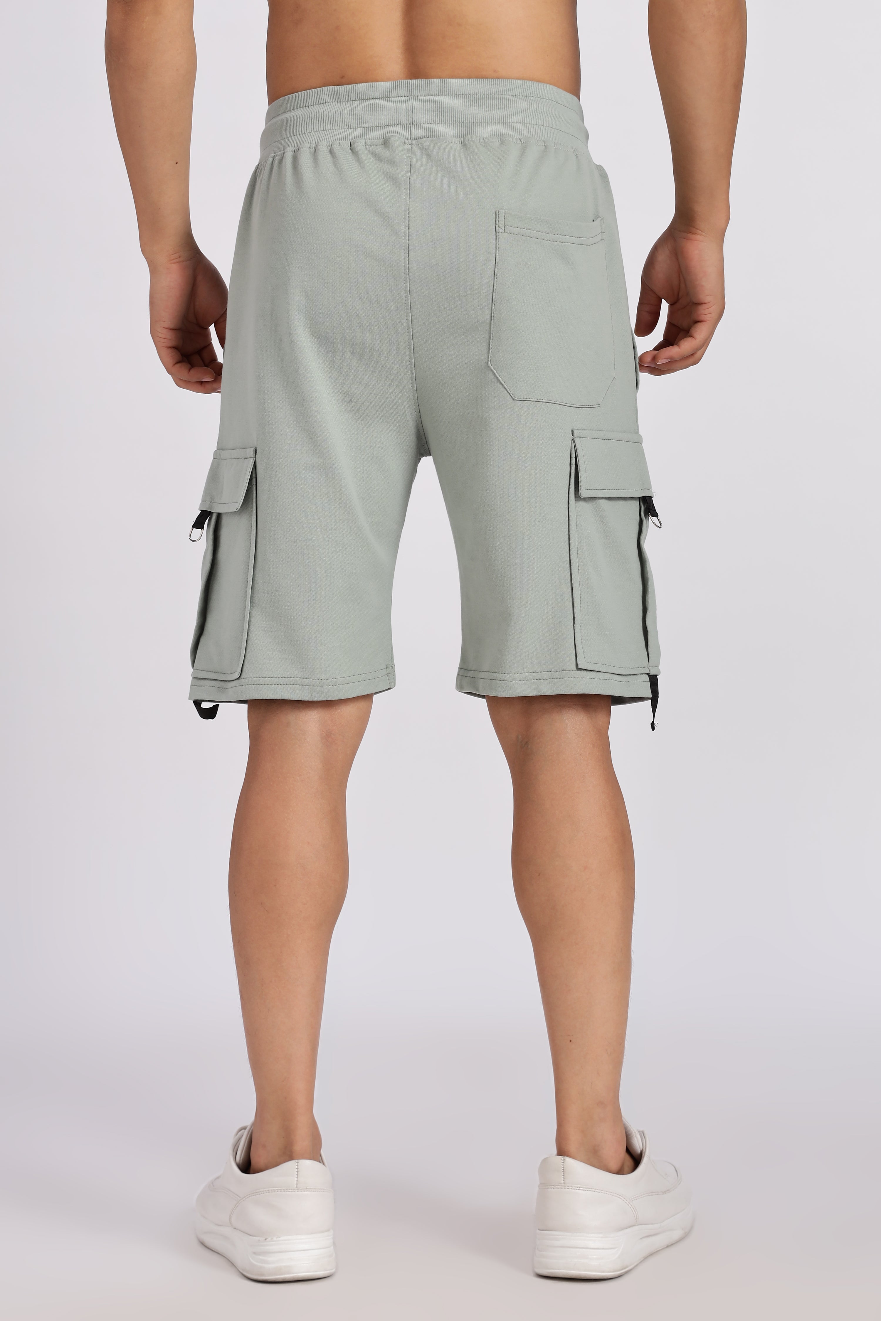 Green Loop Knitted Cargo Shorts