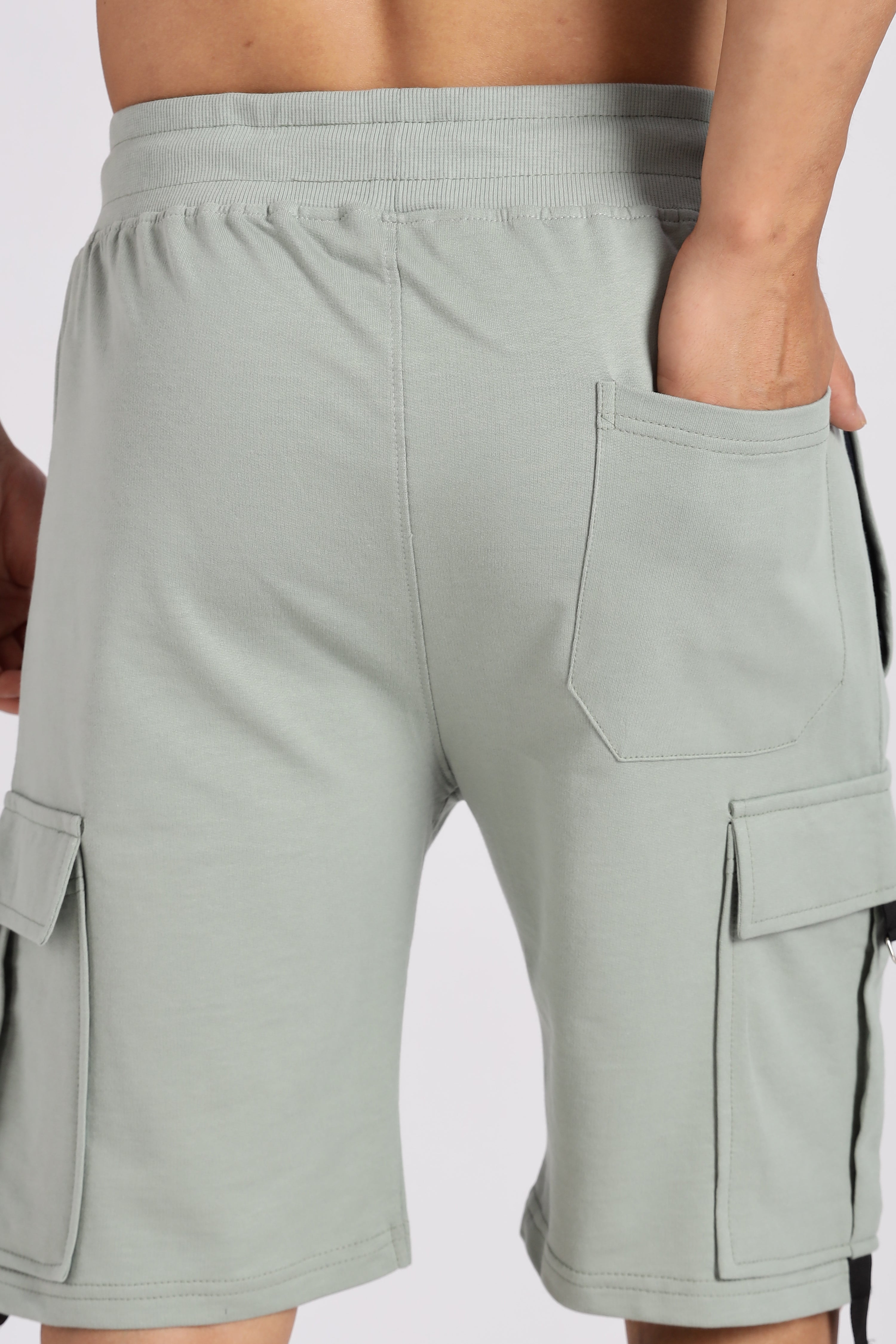 Green Loop Knitted Cargo Shorts