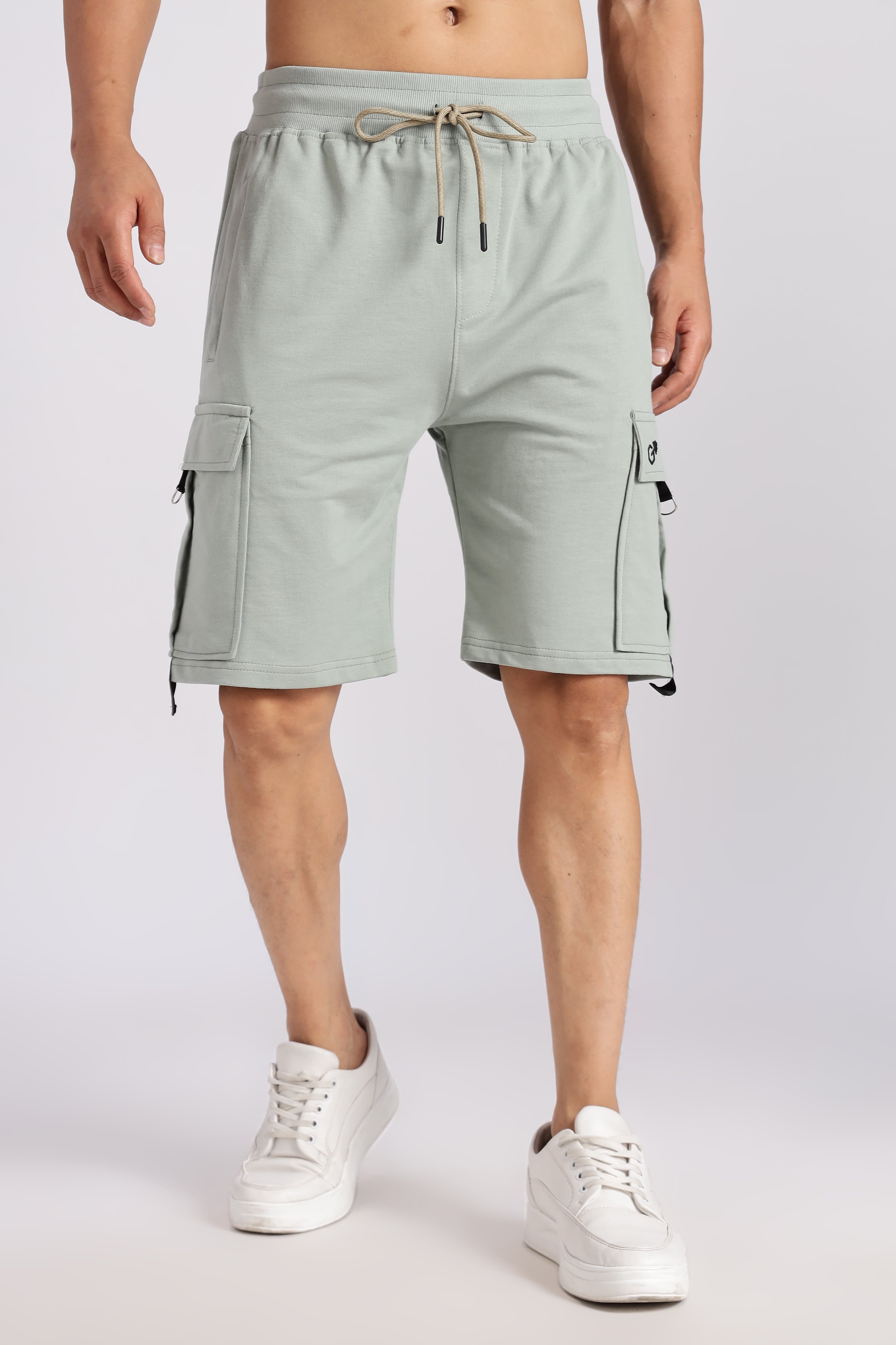 Green Loop Knitted Cargo Shorts