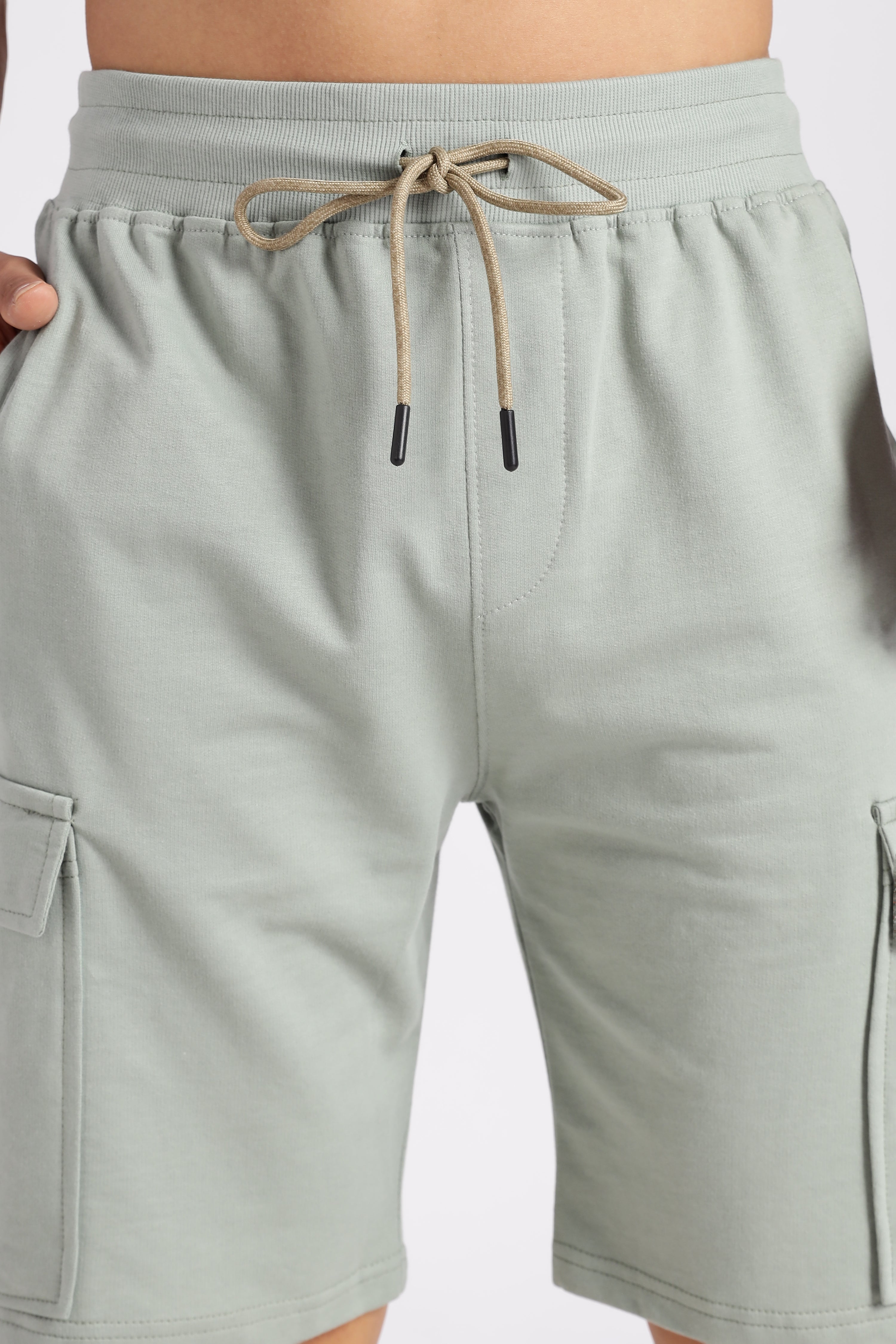 Green Loop Knitted Cargo Shorts