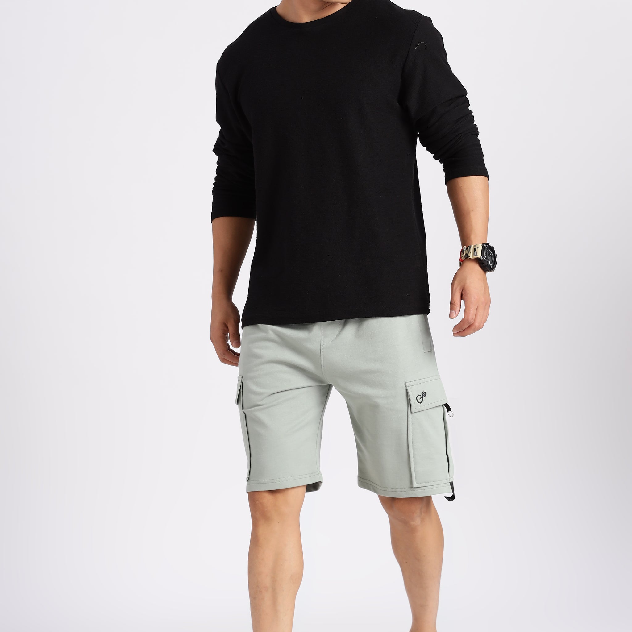 Green Loop Knit Cargo shorts (Article B0041)