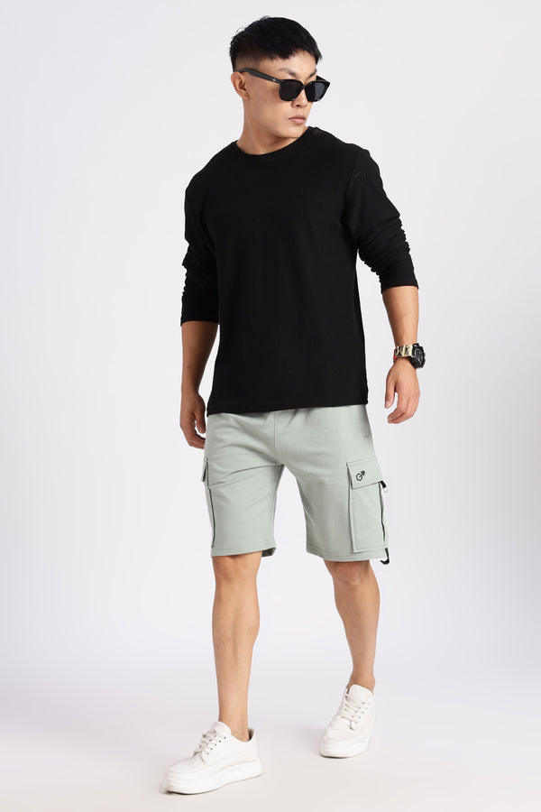 Green Loop Knitted Cargo Shorts