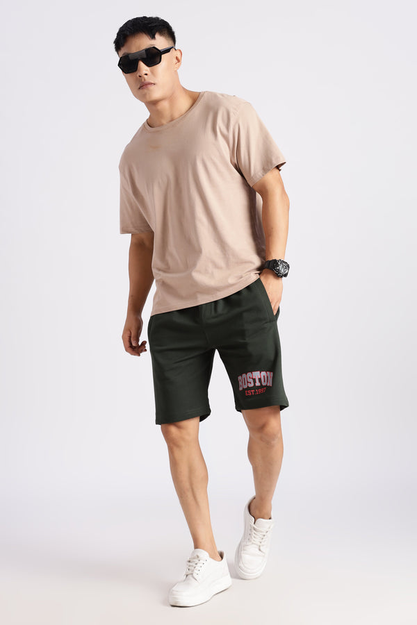 Dark Green Boston Loop Knitted Shorts