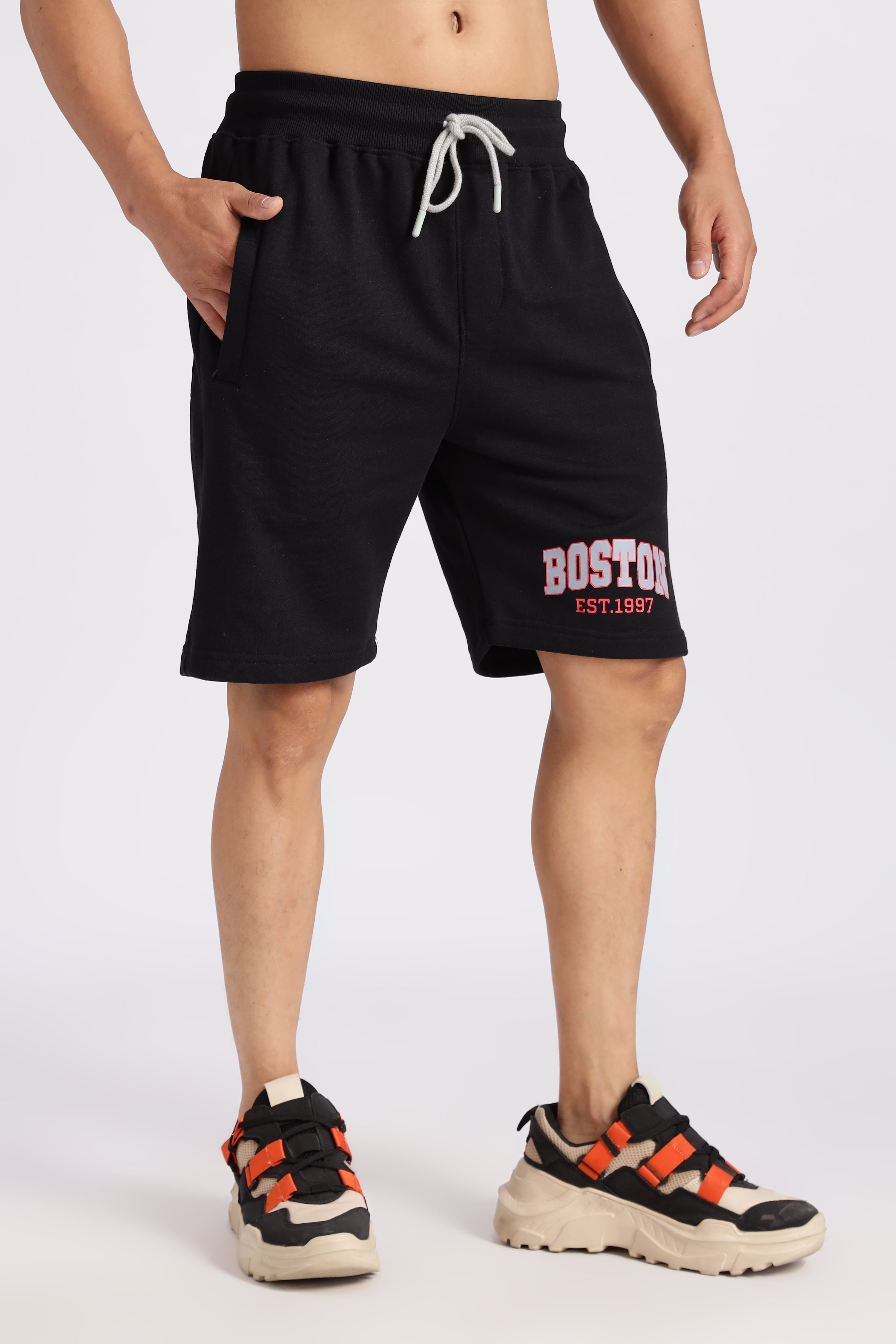 Black Boston Loop Knitted Shorts