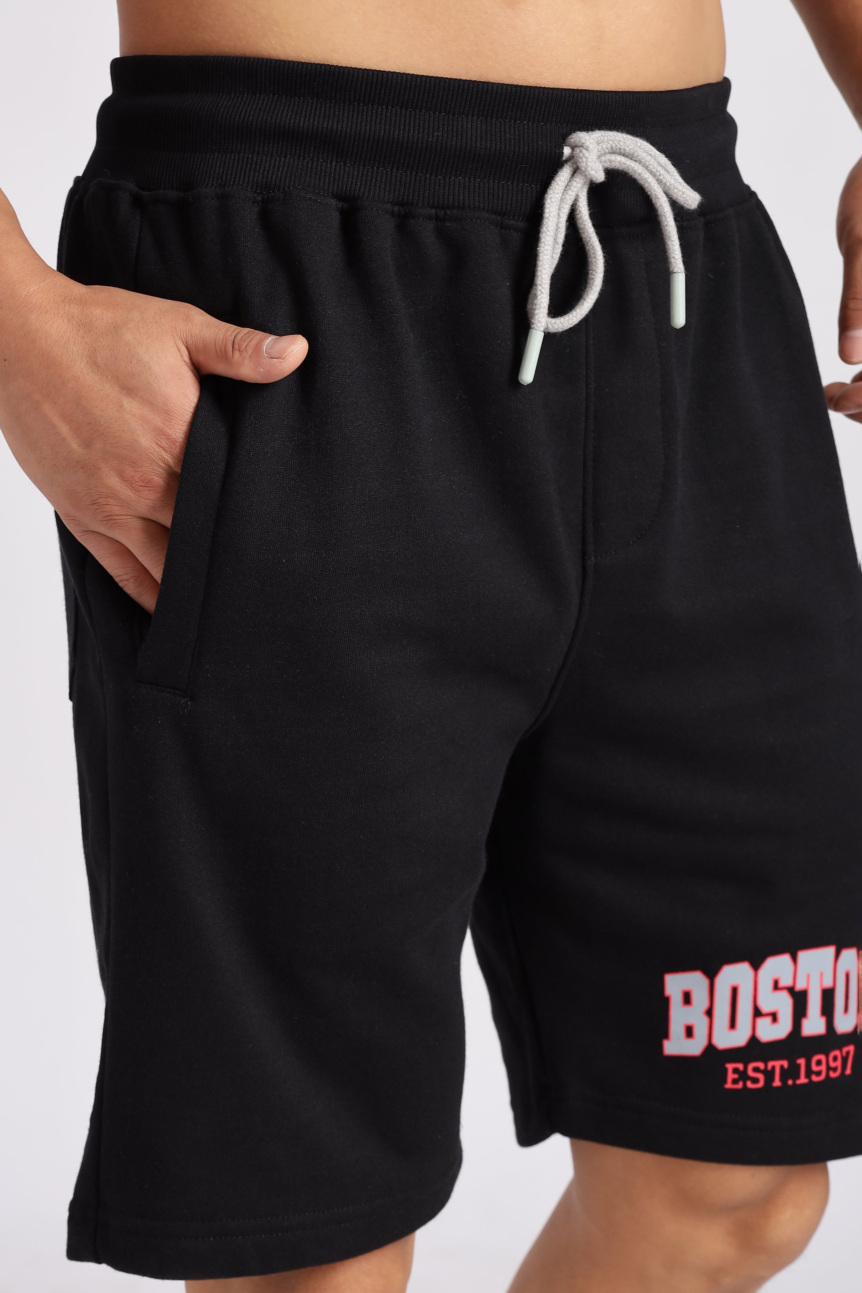 Black Boston Loop Knitted Shorts