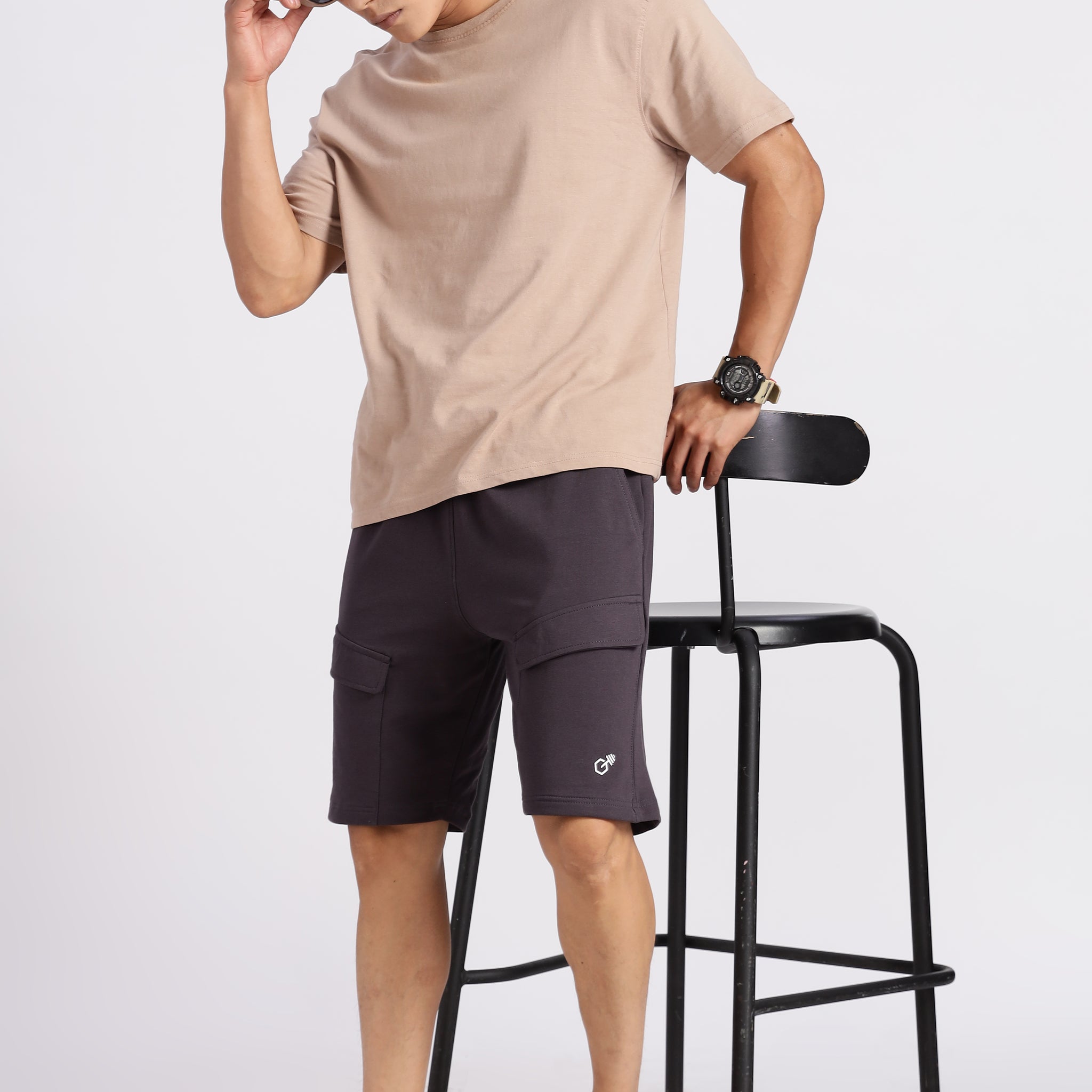 Navy Blue Flap Pocket Loop Knit shorts (Article B0043)