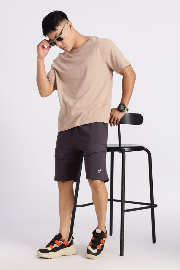 Navy Blue Flap Pocket Loop Knitted Shorts