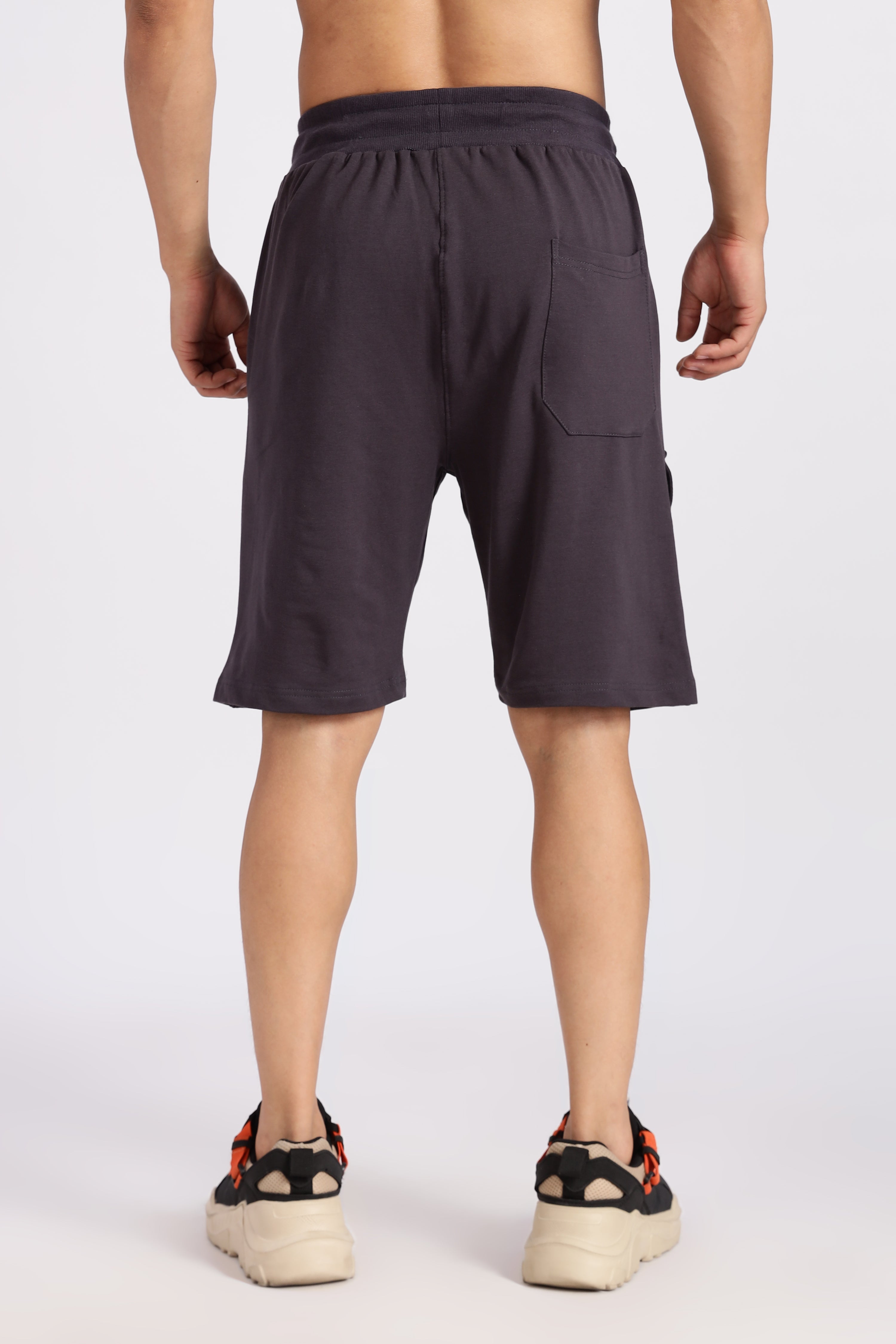 Navy Blue Flap Pocket Loop Knitted Shorts