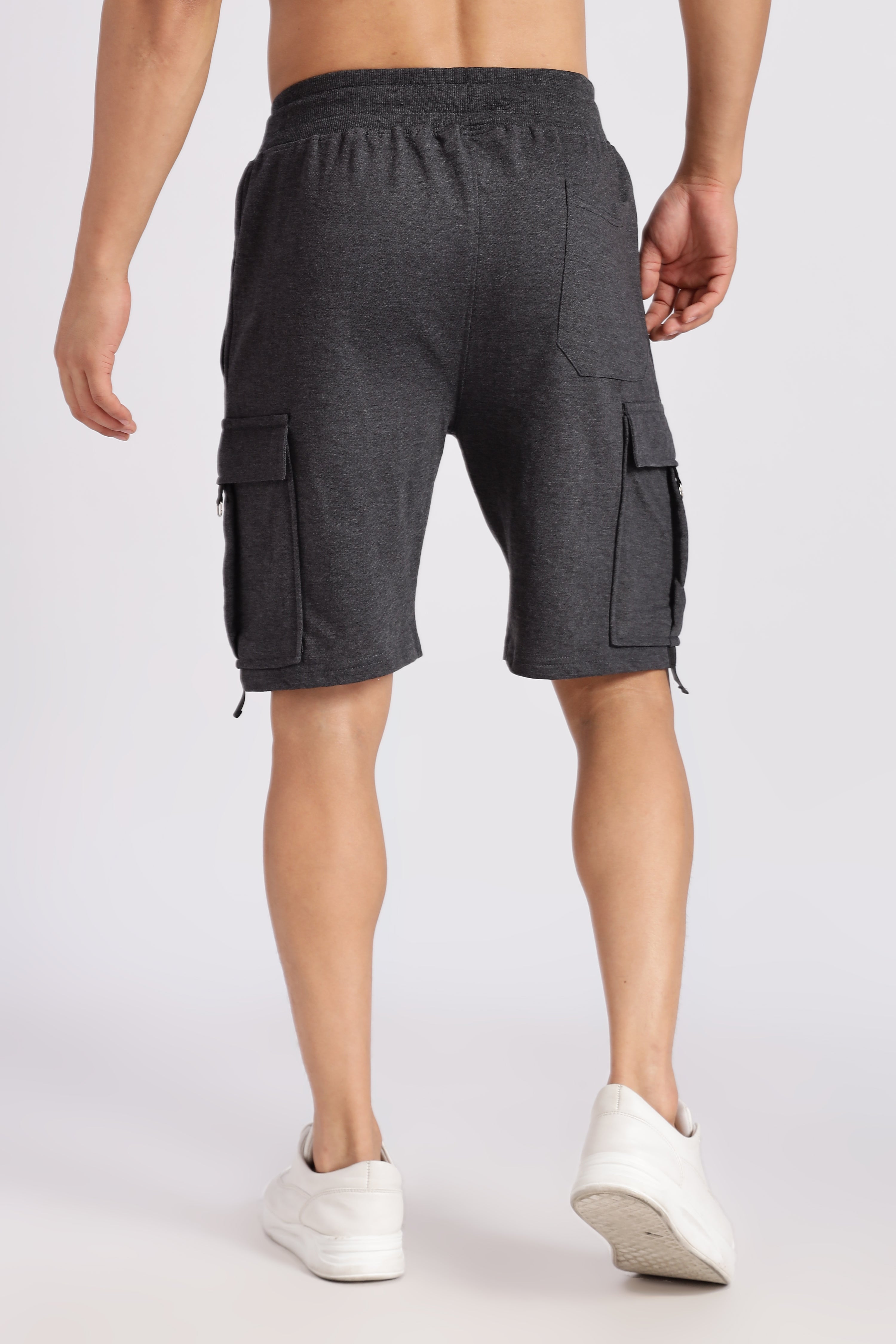 Grey Loop Knitted Cargo Shorts